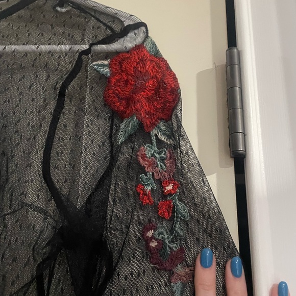 American Eagle Mesh Top with Floral Embroidery - Picture 4 of 5